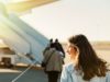 Woman walking towards the plane