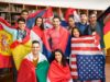 group of international students holding flags